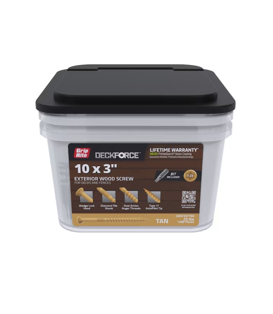 Grip Rite DeckForce #9x3 Screws 25Lb/Bx Tan
